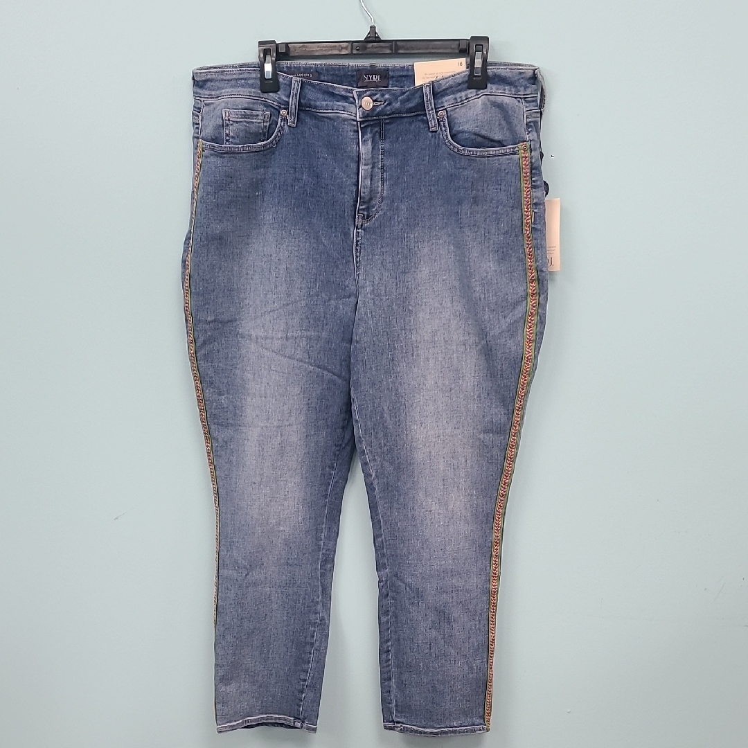 Nydj Women's Blue Jeans With Side Stripe Alina Legging Size 18 Nwt